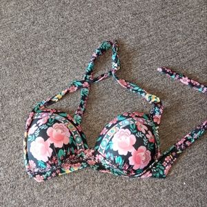 New rose floral print bikini swim top size large